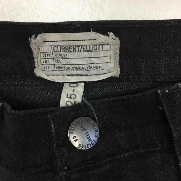 CURRENT ELLIOTT 5 Pocket Black The Cropped Straight Townhouse Released Hem Jeans - Picture 2 of 13